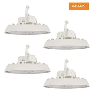 10.4in. White 150W Integrated LED UFO High Bay Light Fixture, 4000K/5000K Up to 21000 Lumens, 0-10V Dimmable (4-PACK)