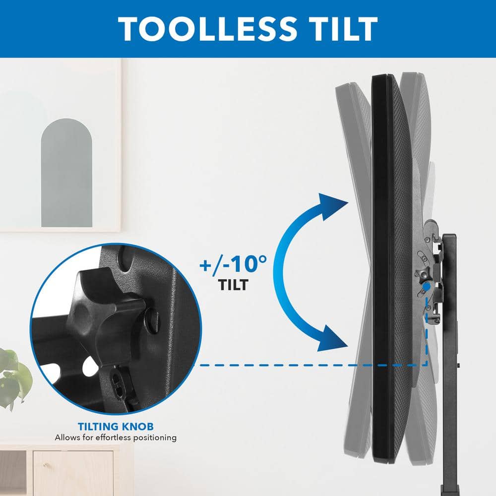 Black Adjustable Height TV Stand with Mount and Shelf