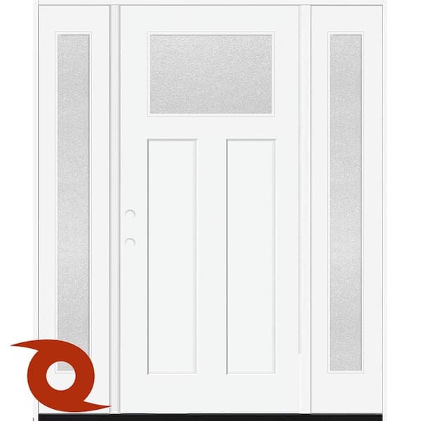 Palisade 64 x 80 in. 1/4-Top Micro Granite Impact Glass RHIS Unfinished Fiberglass Prehung Front Door 2-12 in. SL 4-9/16