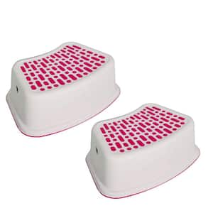 5.12 in. Red Lightweight Anti-Slip Plastic Toilet Stools Step Stools for Potty Training (Set of 2)