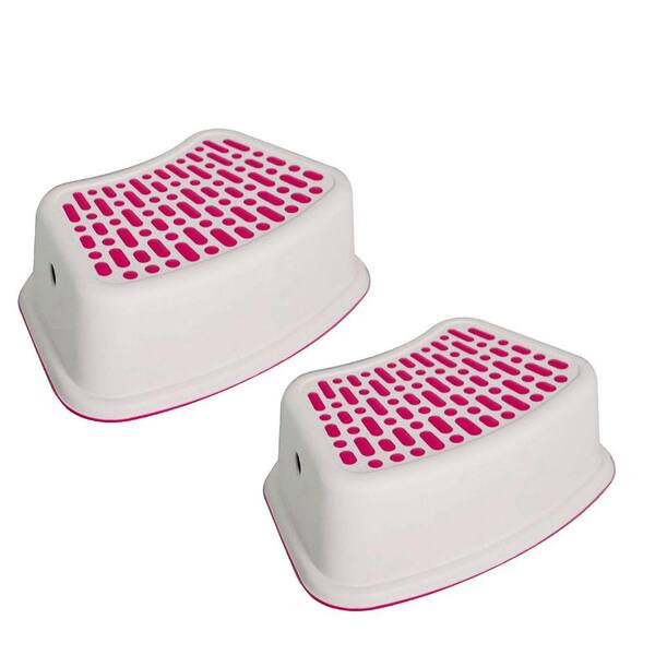 Amucolo 5.12 in. Red Lightweight Anti-Slip Plastic Toilet Stools Step Stools for Potty Training (Set of 2)
