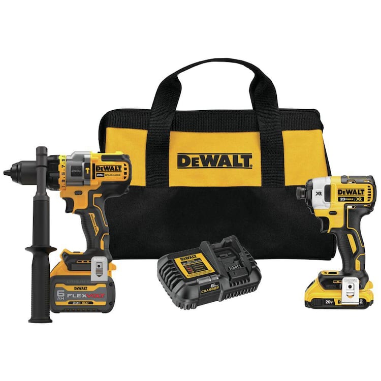 DEWALT 20V MAX Cordless Brushless Hammer Drill/Driver 2 Tool Combo Kit with FLEXVOLT ADVANTAGE