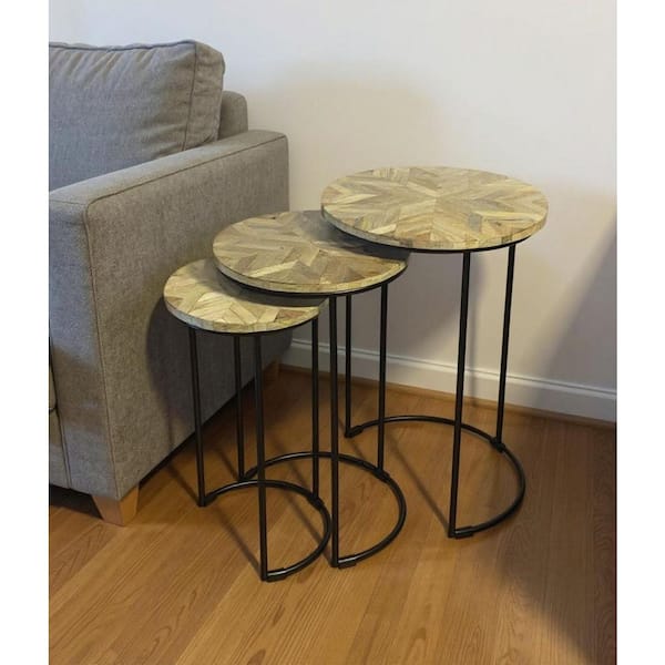 17.50 in. Natural Round Solid Wood End Table