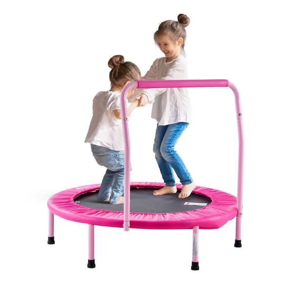 36 in. Kids Trampoline, 3 ft. Indoor Outdoor Trampoline, Foldable Mini Trampoline, Rebounder Trampoline, Pink