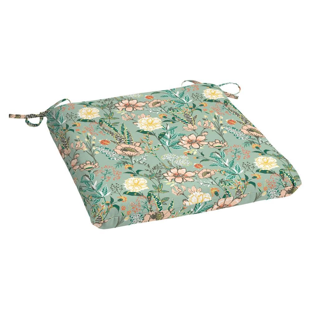 Hampton Bay 20 in. x 19 in. Square Outdoor Seat Cushion in Wildflower ...