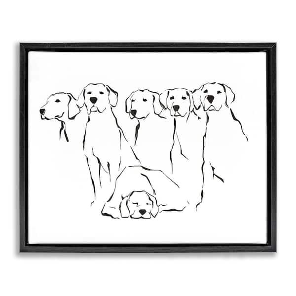 Minimal Dogs Doodle by Ethan Harper Black Floater Frame Graphic Art Print Animal 21 in. x 17 in.