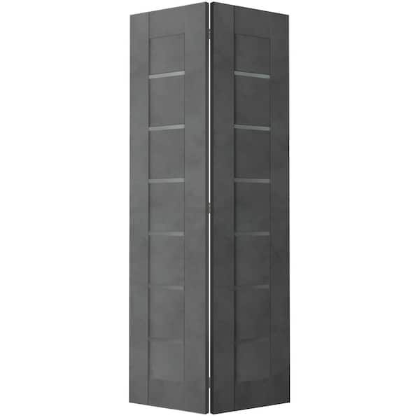 Belldinni Vona 07-02 48 in. x 79.375 in. Frosted Glass Solid Core Composite Dark Urban Finished Wood Bifold Door with Hardware