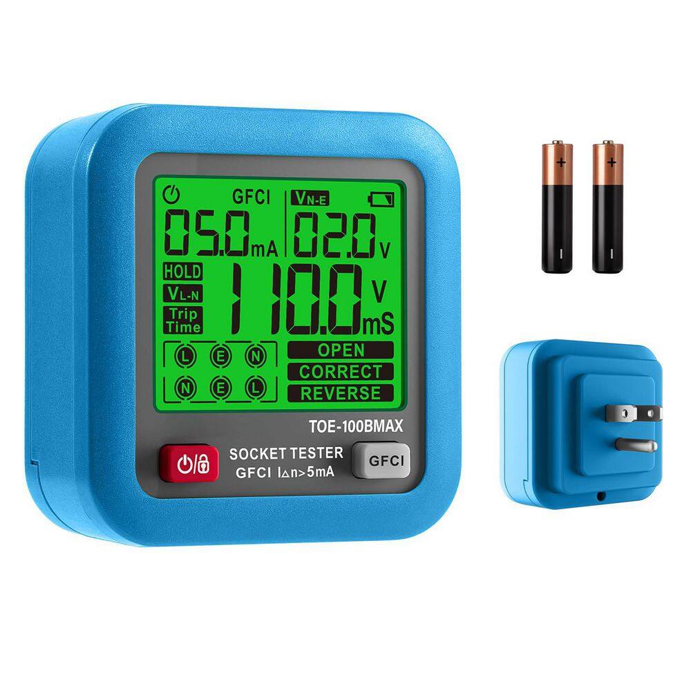 TOE-100BMAX 120-Volt 15 Amp AC GFCI Outlet Tester Digital Voltage Receptacle Tester Backlit LCD Data Hold price history on PriceWatchPro