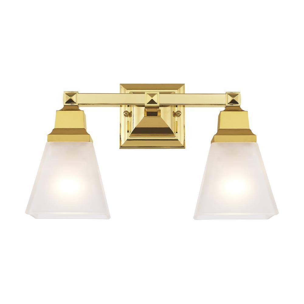Elegant Polished Brass 2-Light Vanity with Satin Glass Shades