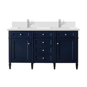 Brittany 60.0 in. W x 23.5 in. D x 34.0 in. H Bathroom Vanity in Victory Blue with White Zeus Silestone Quartz Top
