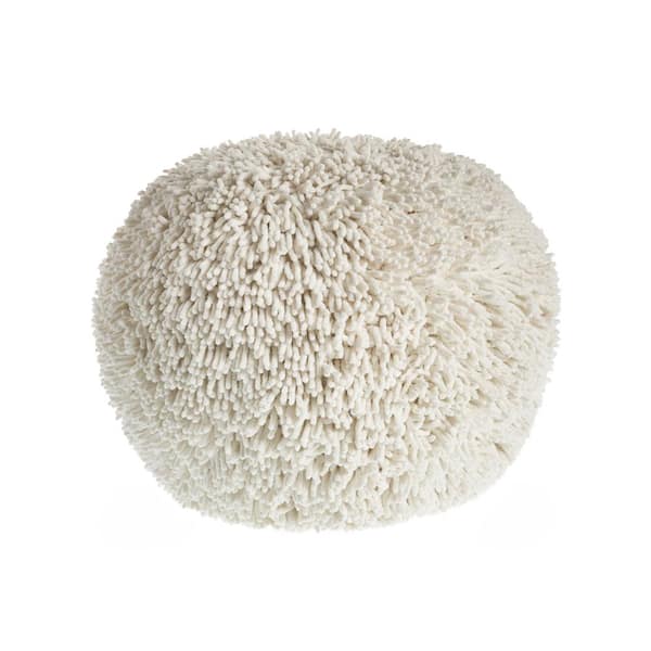 Unbranded Astrid Cream Hand Tufted Organic Cotton Pouf