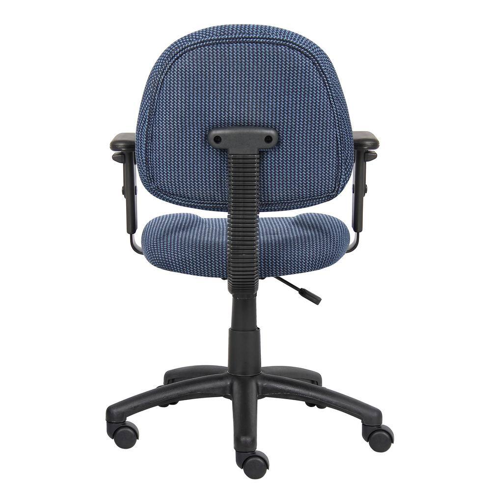 Elegant Blue Fabric Task Chair with Adjustable Arms and Swivel Base