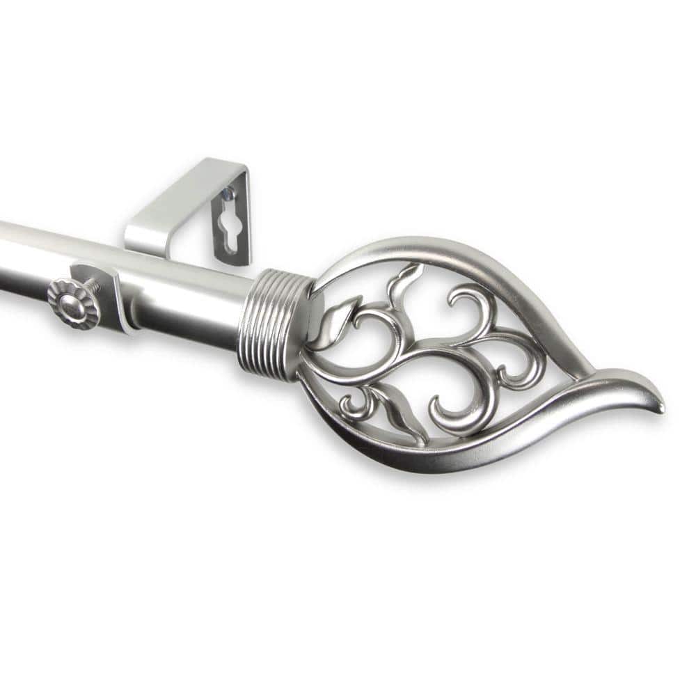 48 in. - 84 in. Telescoping 1 in. Single Curtain Rod Kit in Satin Nickel with Flora Finial price history on PriceWatchPro