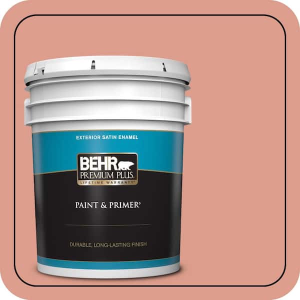 BEHR PREMIUM PLUS 5 gal. #210D-4 Medium Terracotta Satin Enamel Exterior Paint & Primer