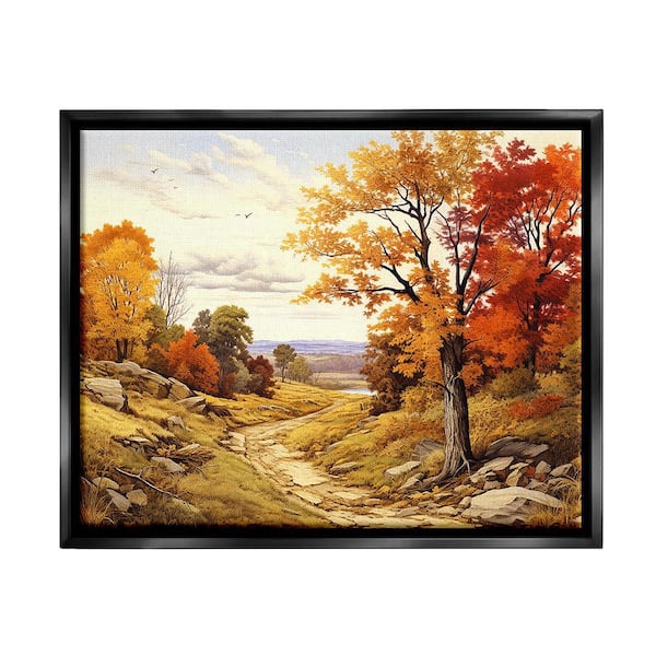 Stupell Industries Classic Fall Foliage Path by Lil' Rue 1-Piece Floater Frame Graphic Print Nature Poster Art Print 21 in. x 17 in.