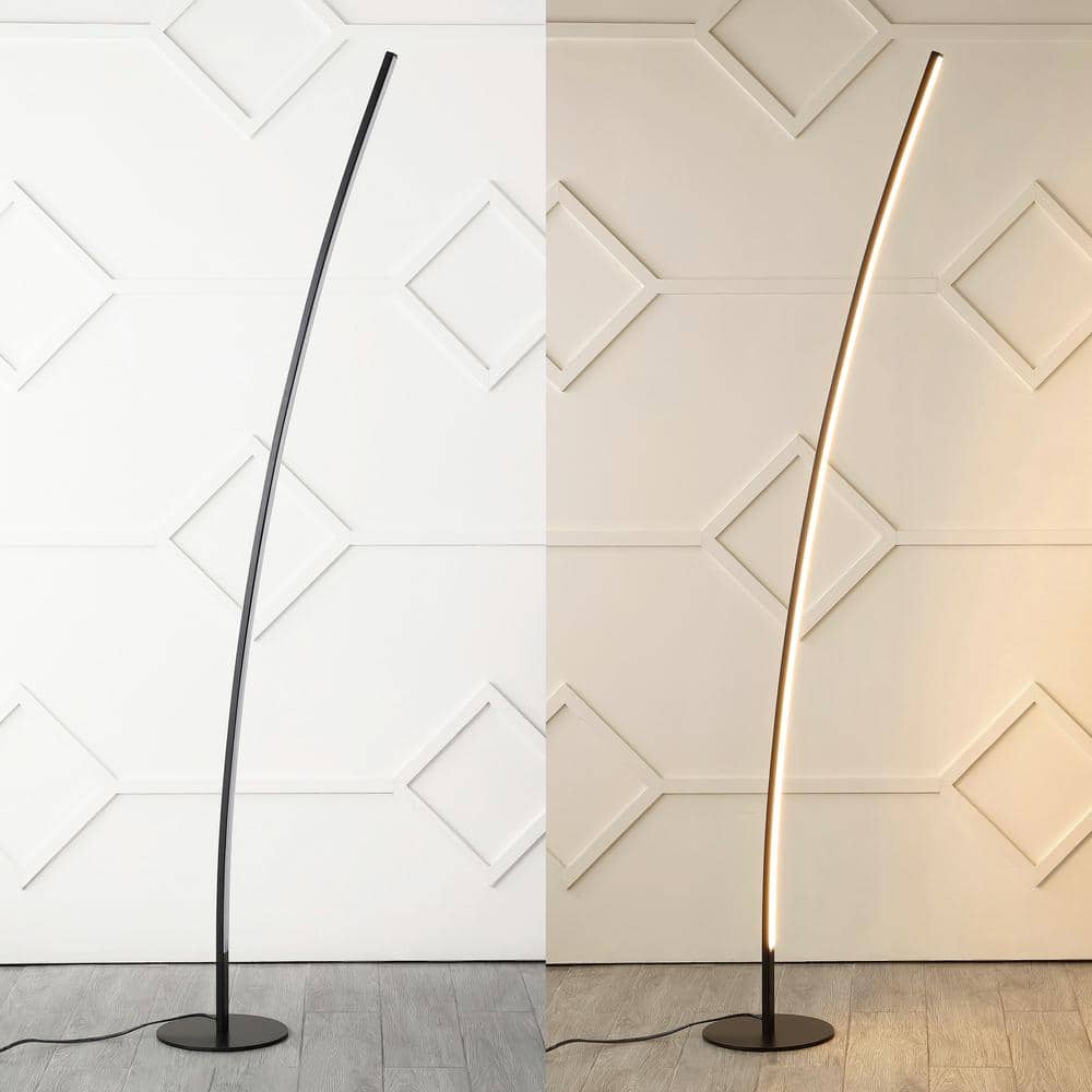 Malthe 71" Black Aluminum/Iron Arc LED Floor Lamp