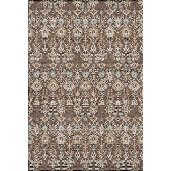 Mayfield Premium Machine Washable Abstract AMF2251 Brown 10 ft. x 14 ft. Area Rug