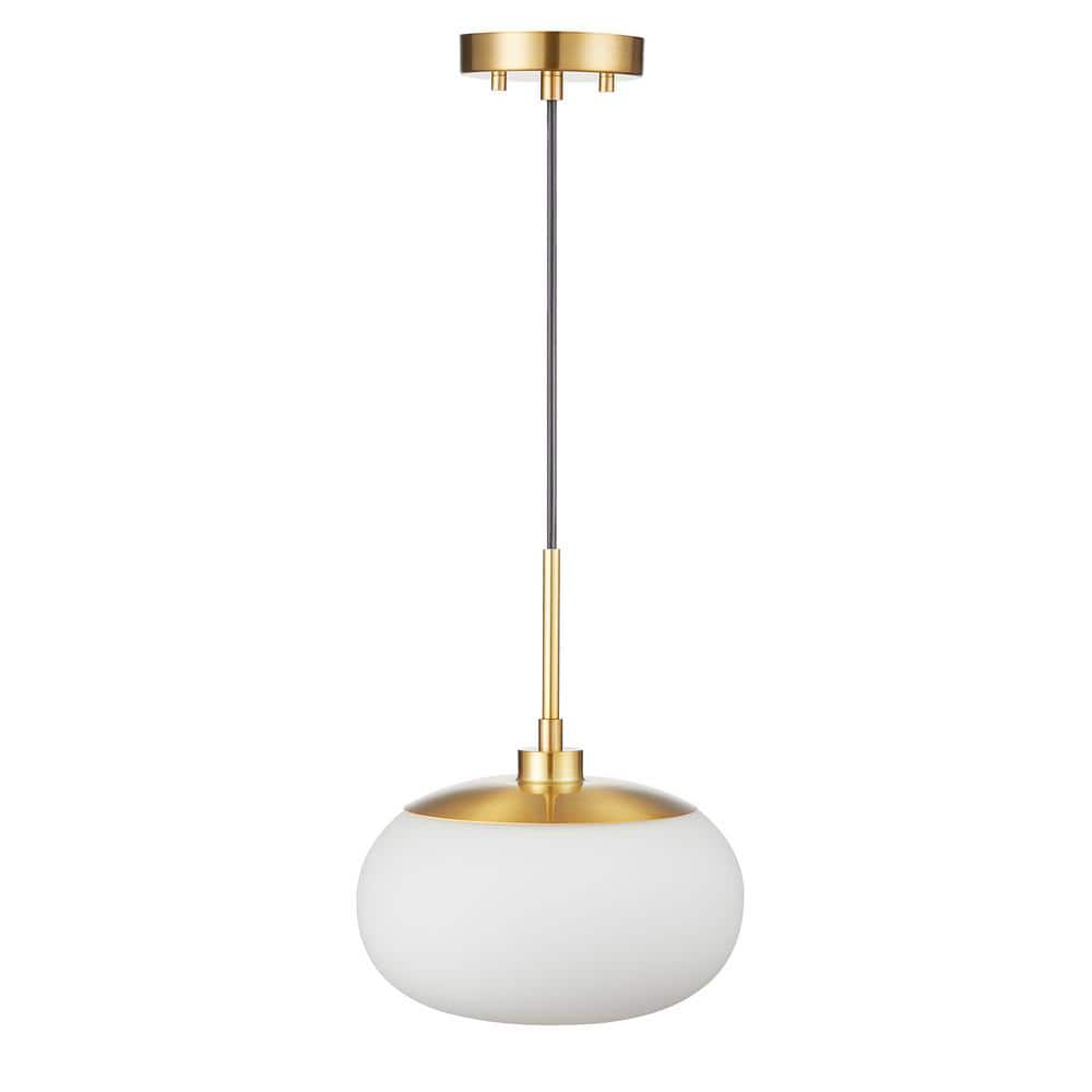 Opal White and Gold Glass Globe Pendant Light