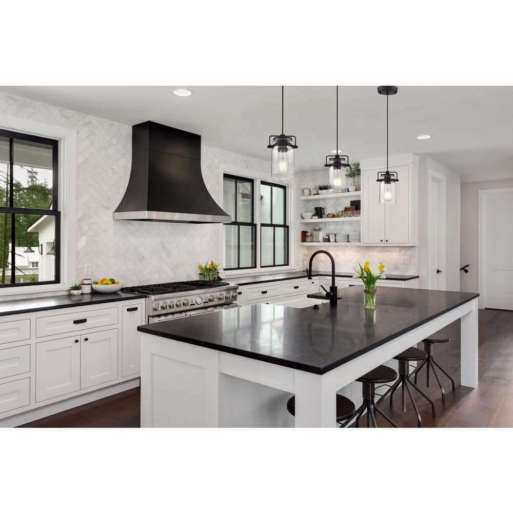 Antebellum Mini Jar Pendant Light in Matte Black with Clear Glass