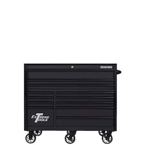 RX 55 in. 12-Drawer Roller Cabinet Tool Chest in Matte Black with Gloss Black Handles and Trim