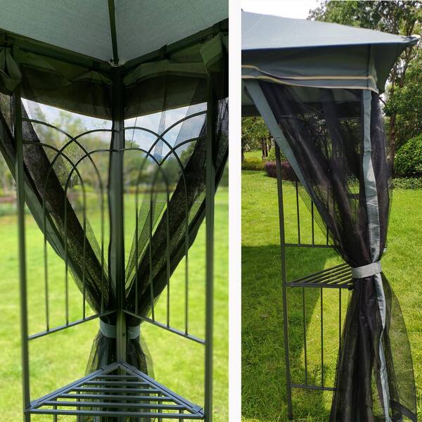 Anvil 13 ft. x 10 ft. Outdoor Patio Gazebo Canopy Tent with Ventilated Double Roof and Mosquito Net, Gray