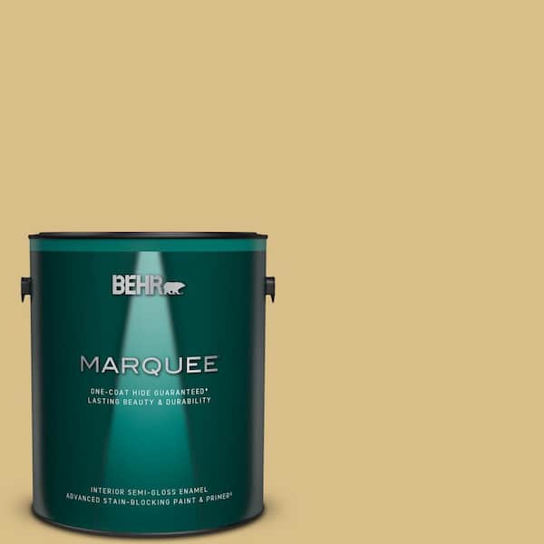 BEHR MARQUEE 1 gal. #MQ2-18 Honey Tea One-Coat Hide Semi-Gloss Enamel Interior Paint & Primer