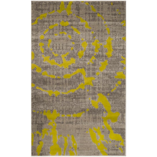 SAFAVIEH Porcello Light Grey/Green 4 ft. x 6 ft. Abstract Area Rug
