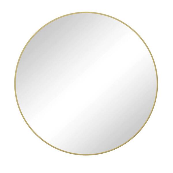 Unbranded 28 in. W x 28 in. H Round Metal Framed Wall Bathroom Vanity Mirror in Gold