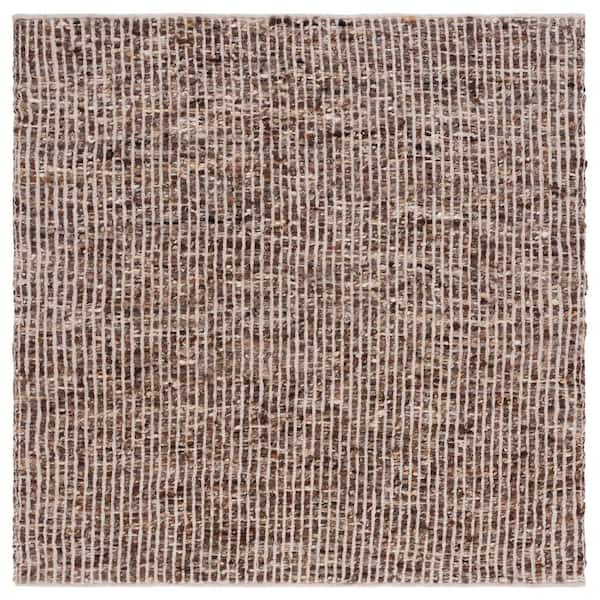 Natura 6 ft. x 6 ft. Ivory/Taupe Marle Striped Square Area Rug