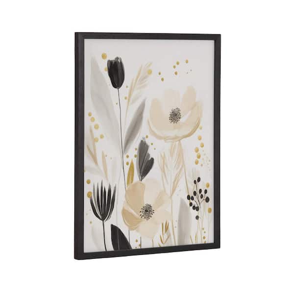 Kate and Laurel Gallery Modern Muted Cottage Floral Abstract by the Creative Bunch Studio Black Framed Art Print 12 in. x 16 in.