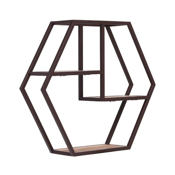 MH LONDON 6.25 in. x 26 in. x 22.5 in. Halliday Brown Wood Decorative Wall Mounted Shelves