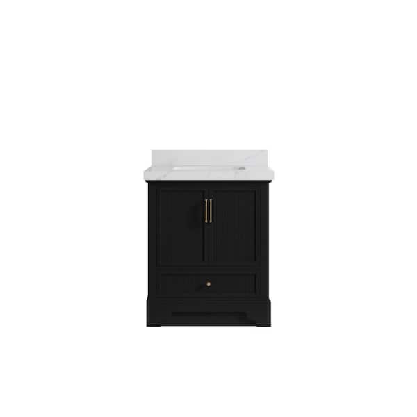 Willow Collections Alys 30 in. W x 22 in. D x 36 in. H Single Sink Bath Vanity Center in Black with 2 in. Calcutta Sienna Top