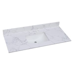 49 in. W x 22 in. D Engineered Stone Composite Vanity Top in White with White Rectangular Single Sink