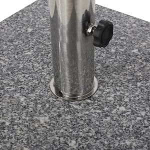 Emanuel 62.5 lbs. Granite and Stainless Steel Outdoor Patio Umbrella Base in Natural Grey