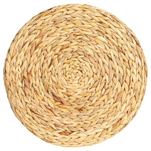 HOUSEHOLD ESSENTIALS 17.7 in. Black and Natural Round Braided