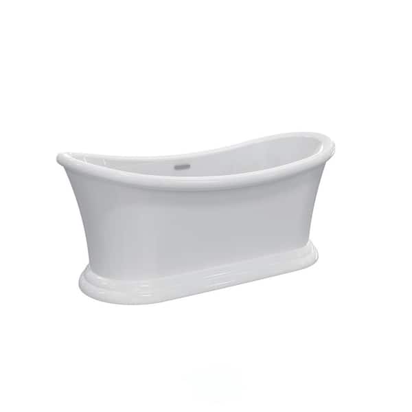 Barclay Products Nemo 67 in. Acrylic Double Slipper Flatbottom Non-Whirlpool Bathtub in White with Integral Drain in White