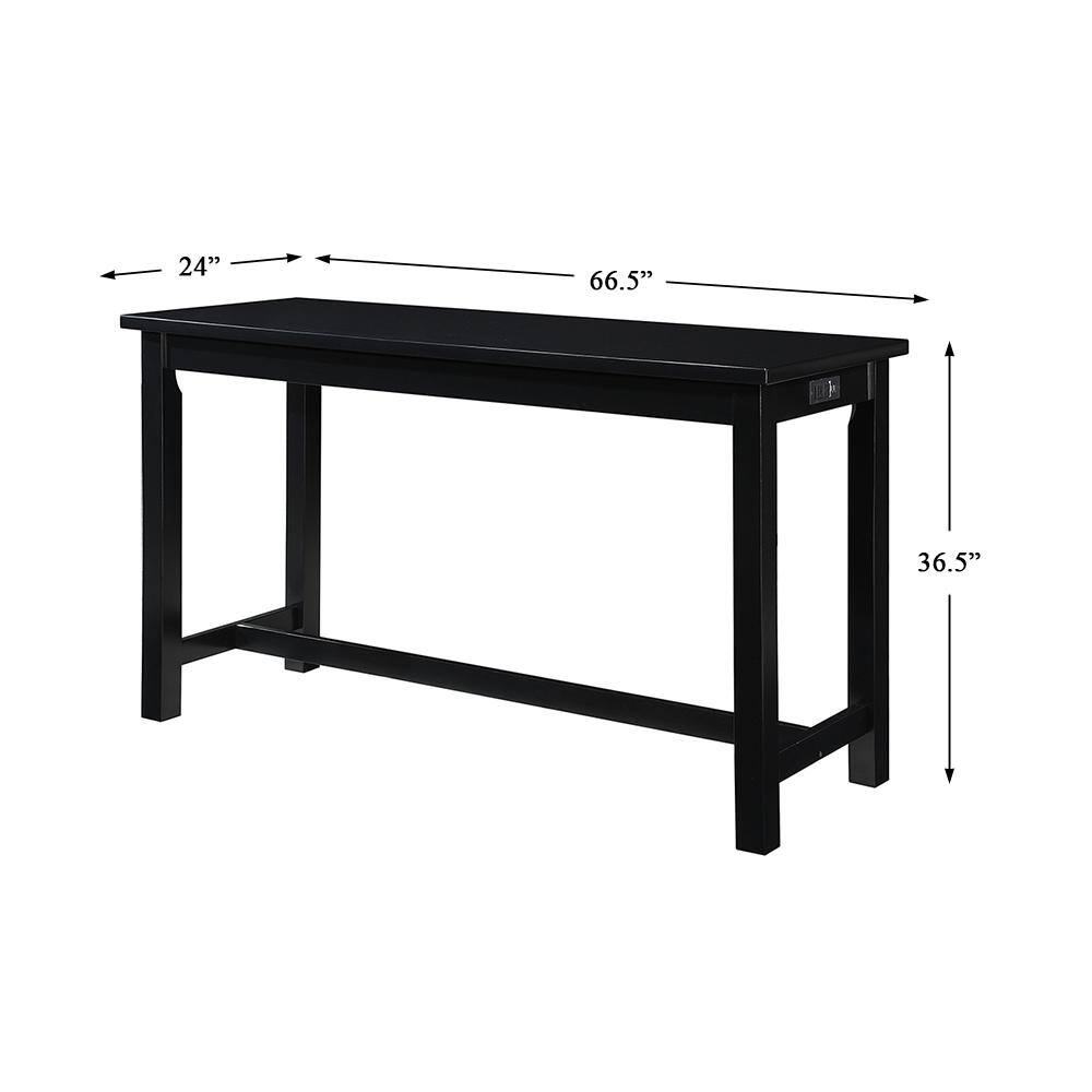 Black Wood Counter Height Dining Set with USB Ports