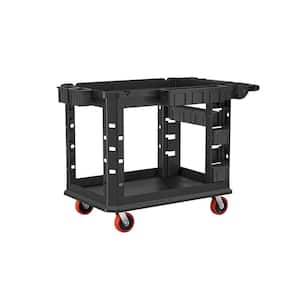 Heavy-Duty 26.5 in. 2-Shelf Utility Cart in Black