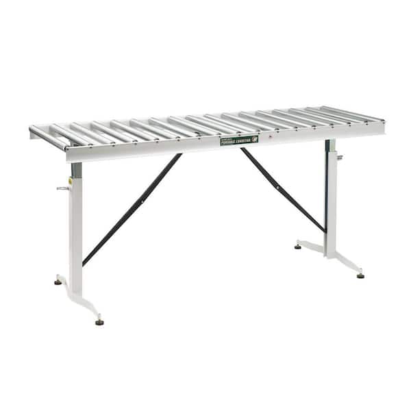 HTC Powder Coated Steel 26.5 in. to 43.5 in. H, 24 in. W Roller Table Adjustable Conveyor with 17 Rollers