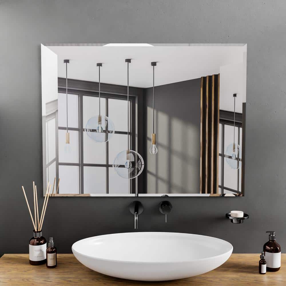 Elegant 30" x 40" Beveled Edge Frameless Rectangular Wall Mirror