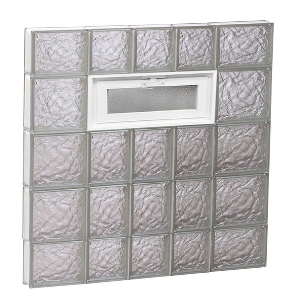 Clearly Secure 32.75 in. x 34.75 in. x 3.125 in. Frameless Ice Pattern Vented Glass Block Window