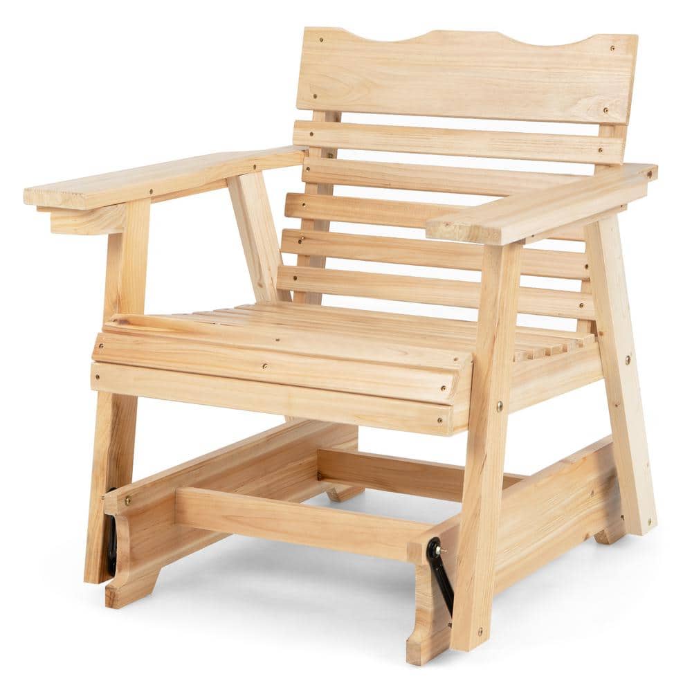 ANGELES HOME Natural Wood Outdoor Rocking Chair with High Back and Widened Armrests -  SA10-9NP720NA