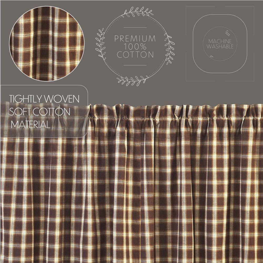 Rory 84'' Light-Filtering White Cotton Plaid Window Panels