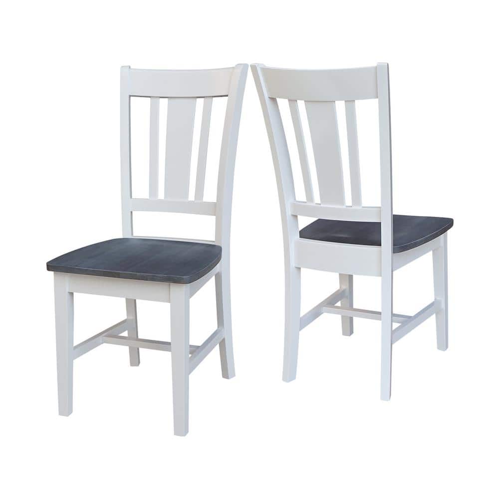 Elegant White Rubberwood Slat-Back Dining Chairs, Set of 2
