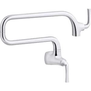 Graze Wall Mount Pot Filler Kitchen Faucet in Polished Chrome