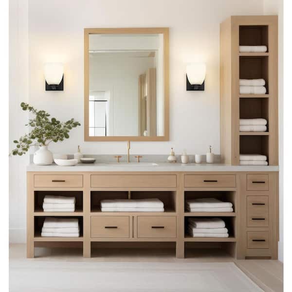 Naya 1-Light Matte Black Wall Sconce with Matte Opal Glass Shade