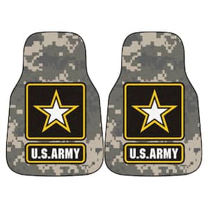 MIL - U.S. Army Grey Heavy Duty 17 in. x 27 in. Nylon Carpet Car Mat (2-Piece)