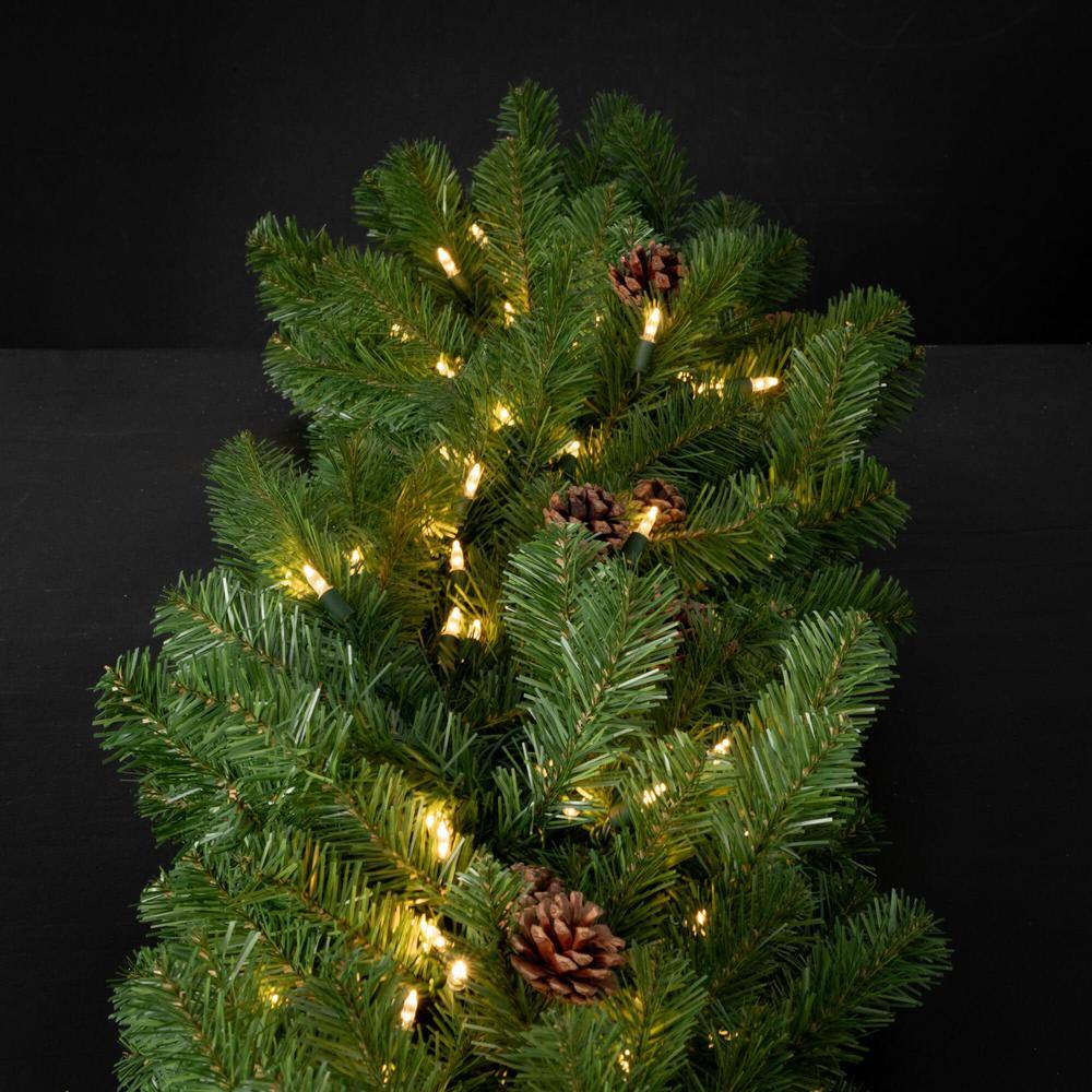 108" Green Artificial Pine Cone Christmas Garland with Lights