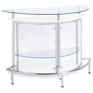 White, Chrome and Clear Home Bar Unit with Acrylic Front