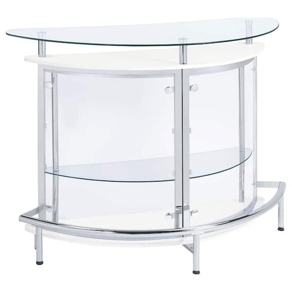 Coaster White, Chrome and Clear Home Bar Unit with Acrylic Front